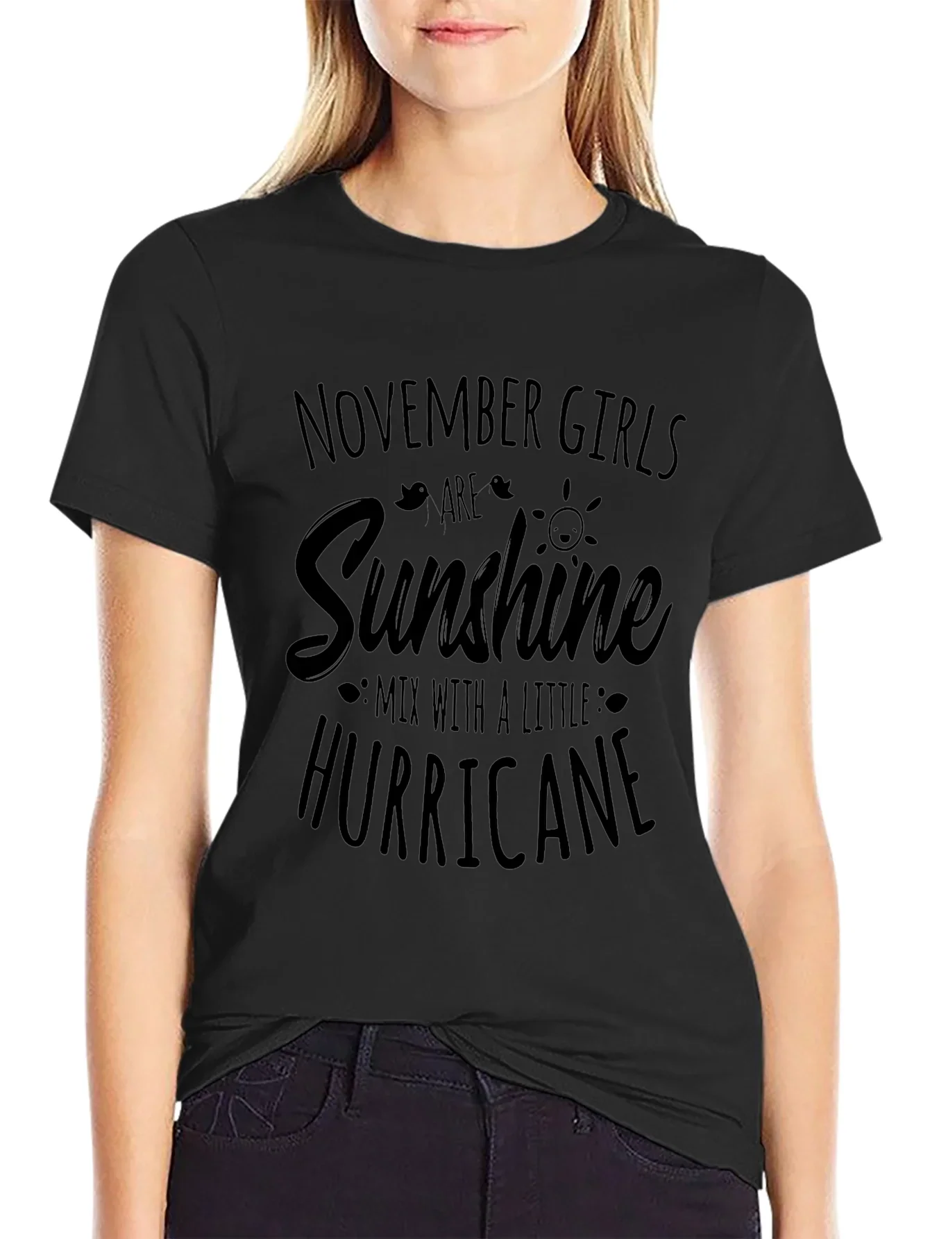 November Girls Sunshine Hurricane Black Tee