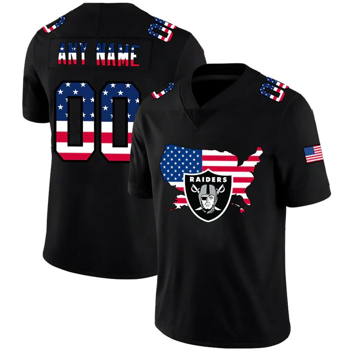 Custom1 Las Vegas Raiders Black Limited Fashion Flag Stitched American Football Jerseys