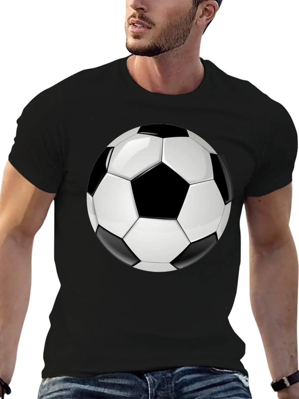 Soccer Ball Graphic T-Shirt - Black