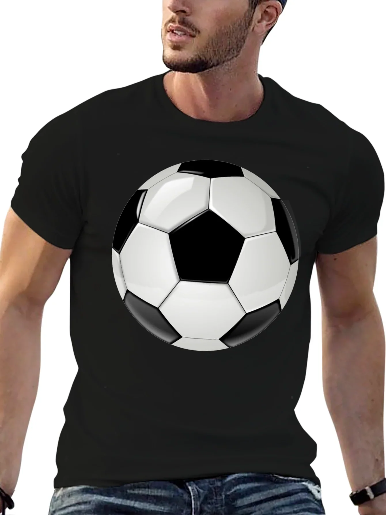 Soccer Ball Graphic T-Shirt - Black