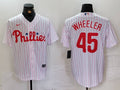 Men's Philadelphia Phillies Zack Wheeler #45 White Replica Player Jersey1