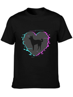 Dog Silhouette Heart Glitch Mens Black T-Shirt