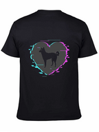 Dog Silhouette Heart Glitch Mens Black T-Shirt