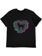 Dog Silhouette Heart Glitch Mens Black T-Shirt