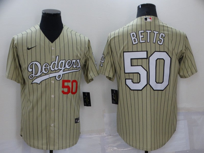 Men's Los Angeles Dodgers Mookie Betts #50 Gold Replica Baseball Jersey1