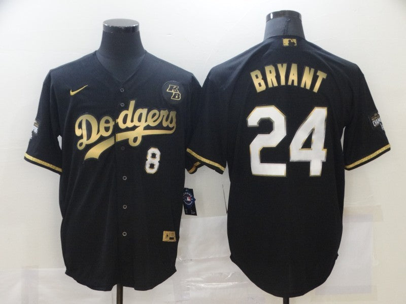 Men's Los Angeles Dodgers Kobe Bryant #8-24 Black Replica Player Jersey1
