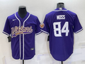Men's Minnesota Vikings Randy Moss #84 Purple Game Jersey1 Joint Edition