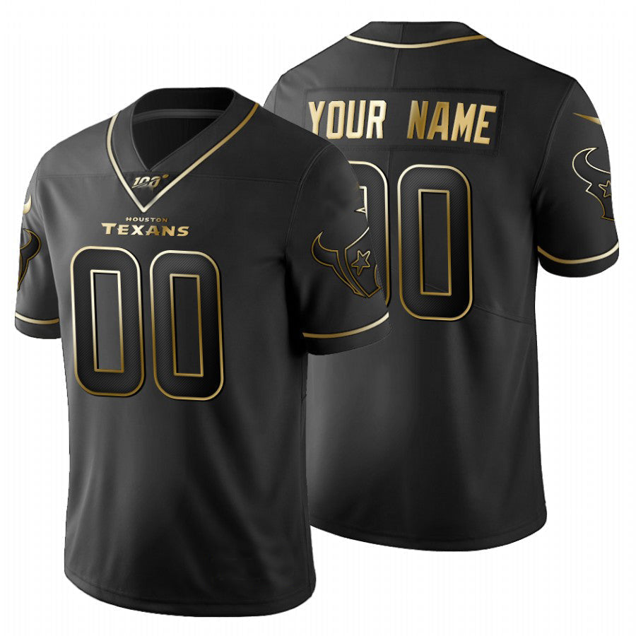 Custom1 Houston Texans Black Golden Limited 100 Jersey1 Stitched American Football Jerseys