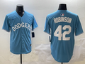 Men's Los Angeles Dodgers Jackie Robinson #42 Light Blue Limited Player Jersey1