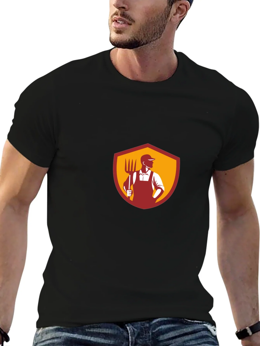 Farmer Graphic T-Shirt - Black Cotton Tee