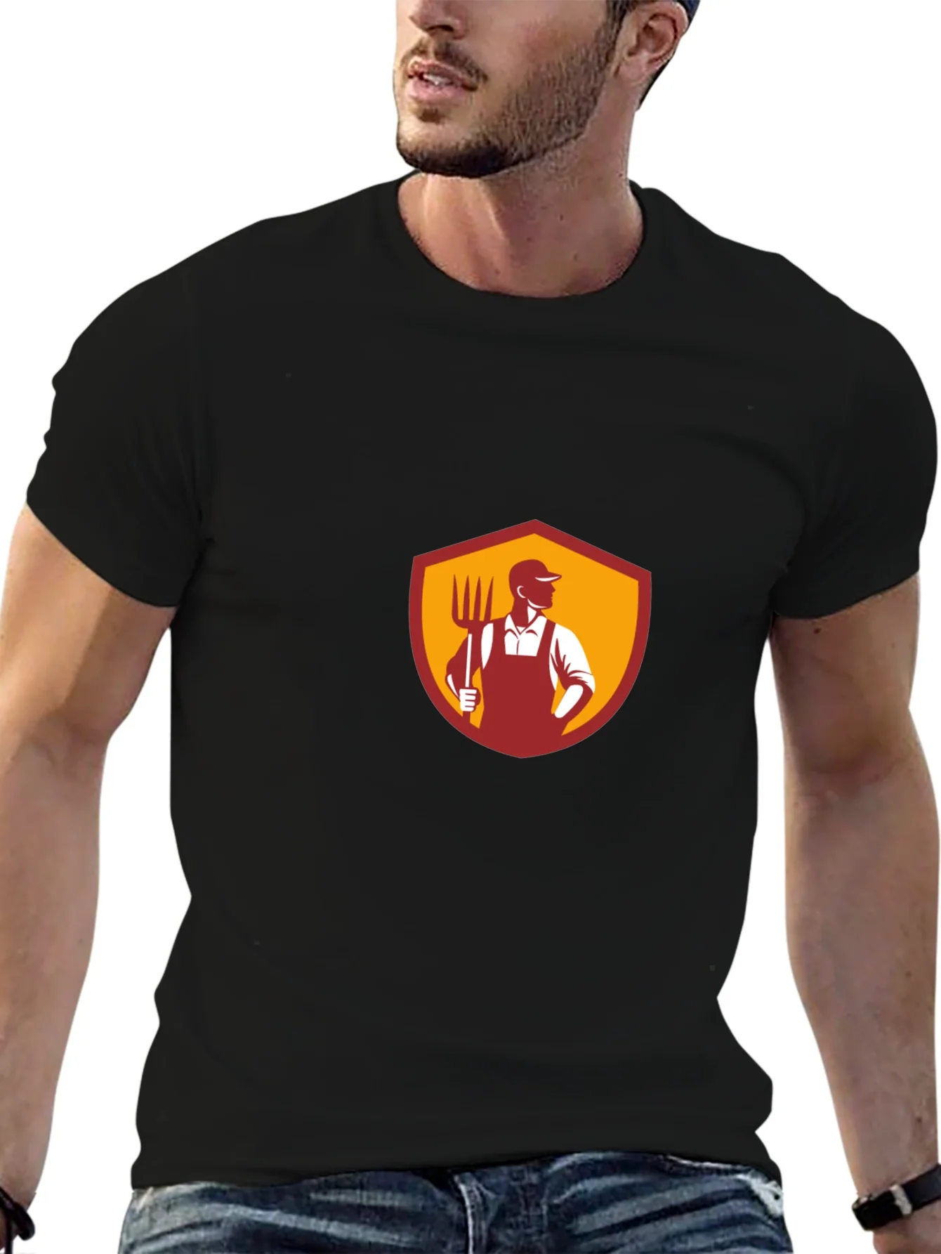 Farmer Graphic T-Shirt - Black Cotton Tee