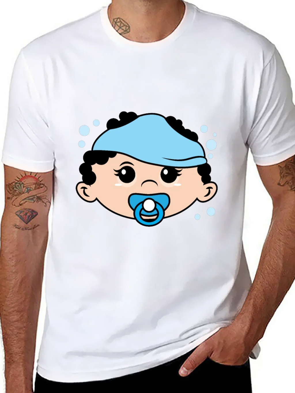 Cute Baby Graphic Tee - Black Cotton T-Shirt
