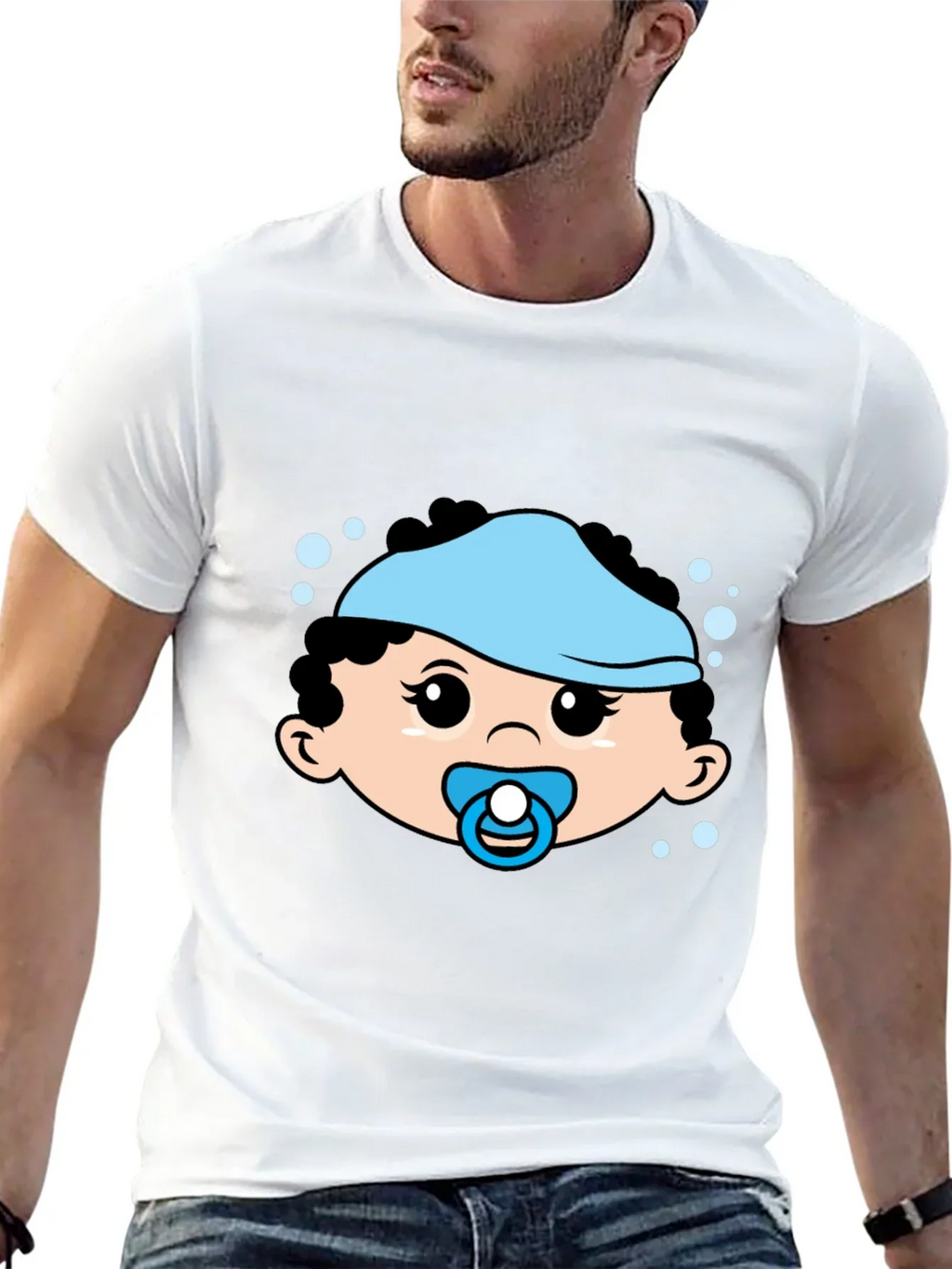 Cute Baby Graphic Tee - Black Cotton T-Shirt