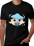 Cute Baby Graphic Tee - Black Cotton T-Shirt
