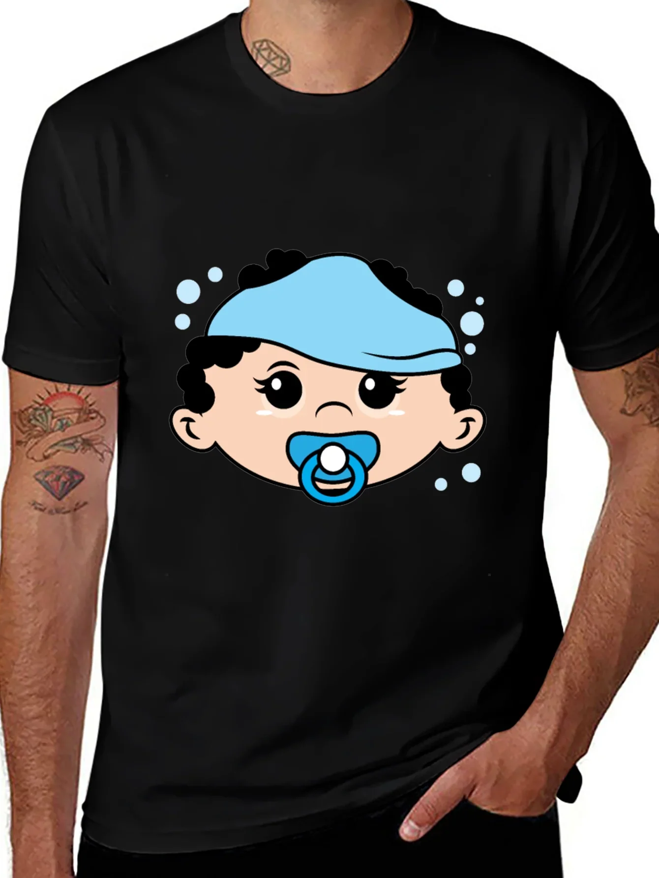 Cute Baby Graphic Tee - Black Cotton T-Shirt