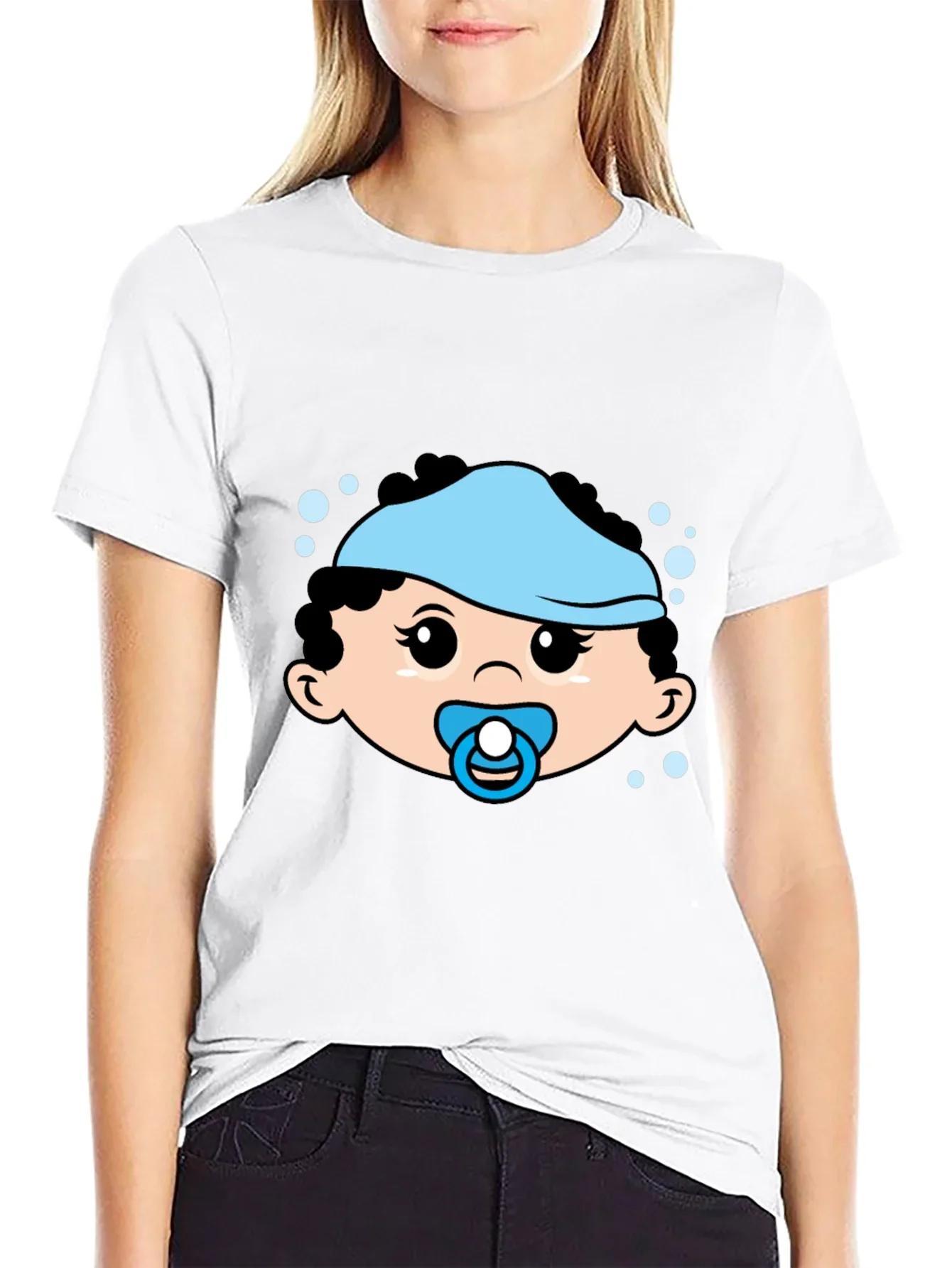 Cute Baby Graphic Tee - Black Cotton T-Shirt