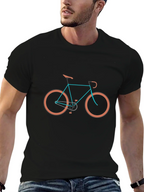 Stylish Bike Graphic Tee - Black Cotton Blend
