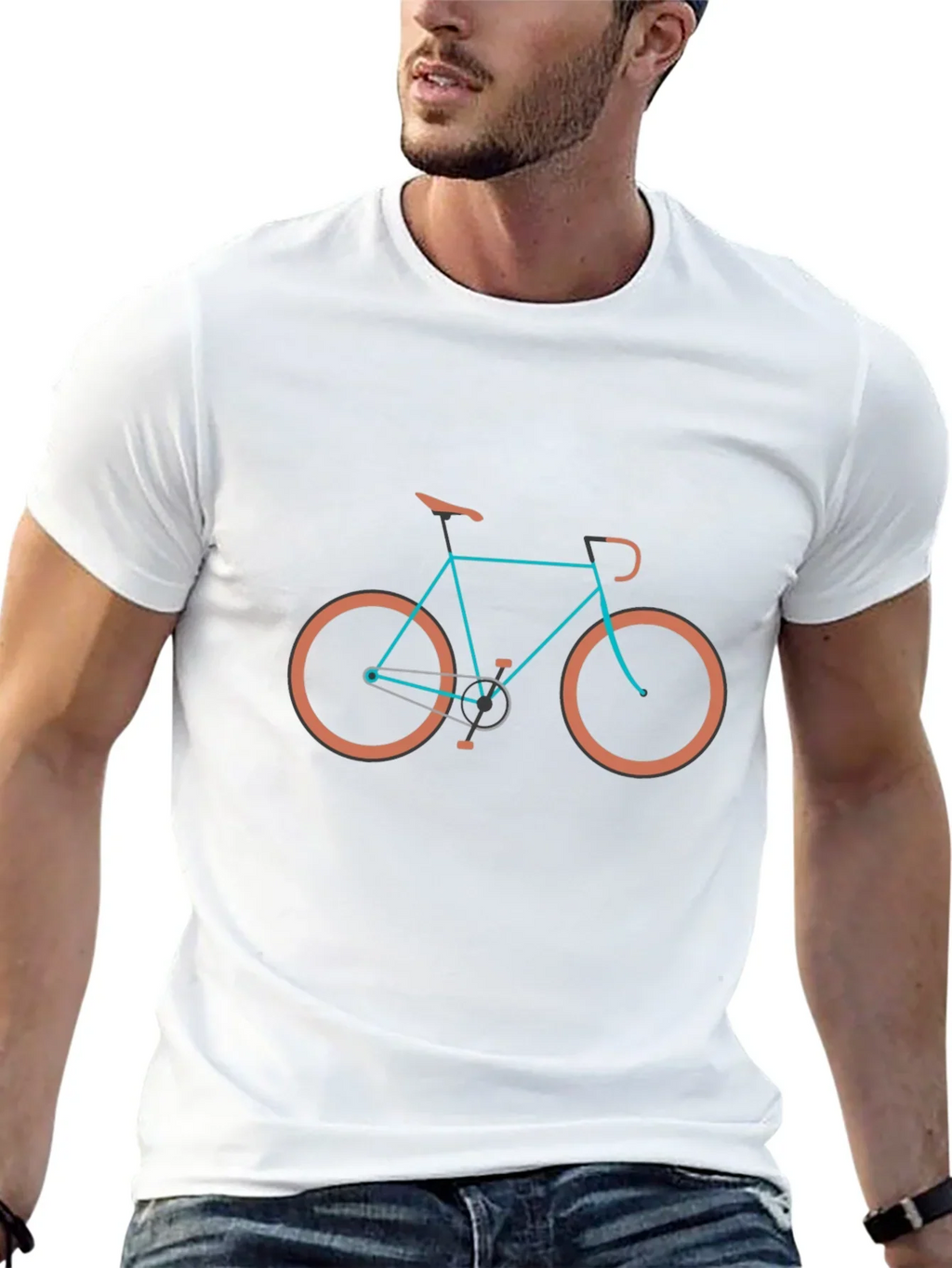 Stylish Bike Graphic Tee - Black Cotton Blend