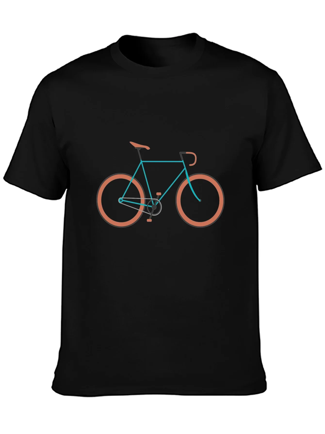 Stylish Bike Graphic Tee - Black Cotton Blend