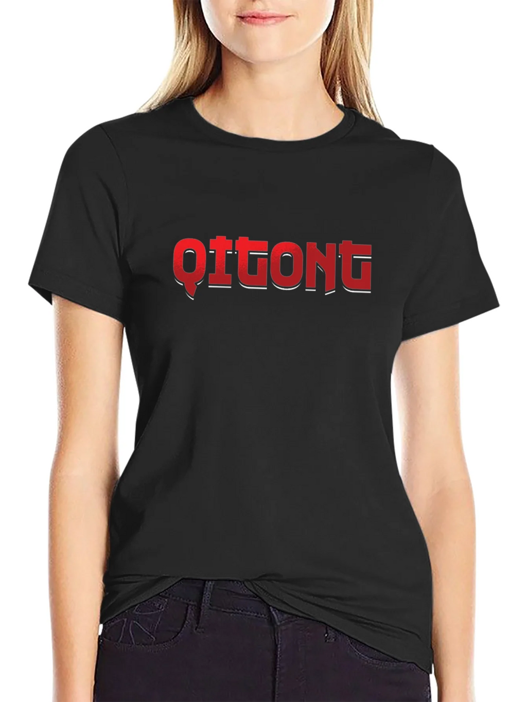 Qitong Graphic Black Tee