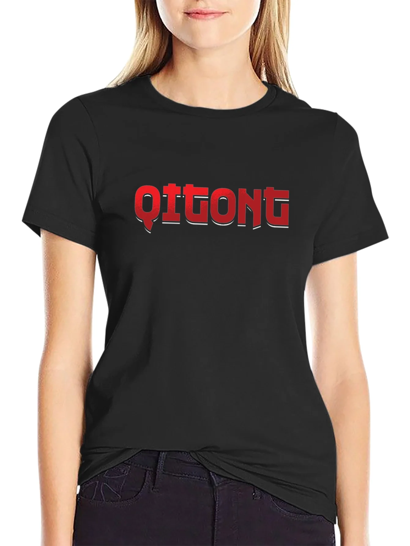 Qitong Graphic Black Tee