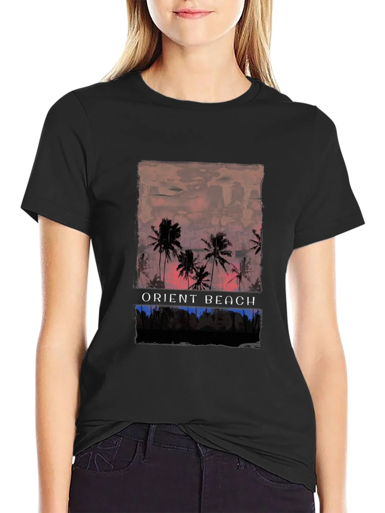 Orient Beach Palm Tree Graphic T-Shirt