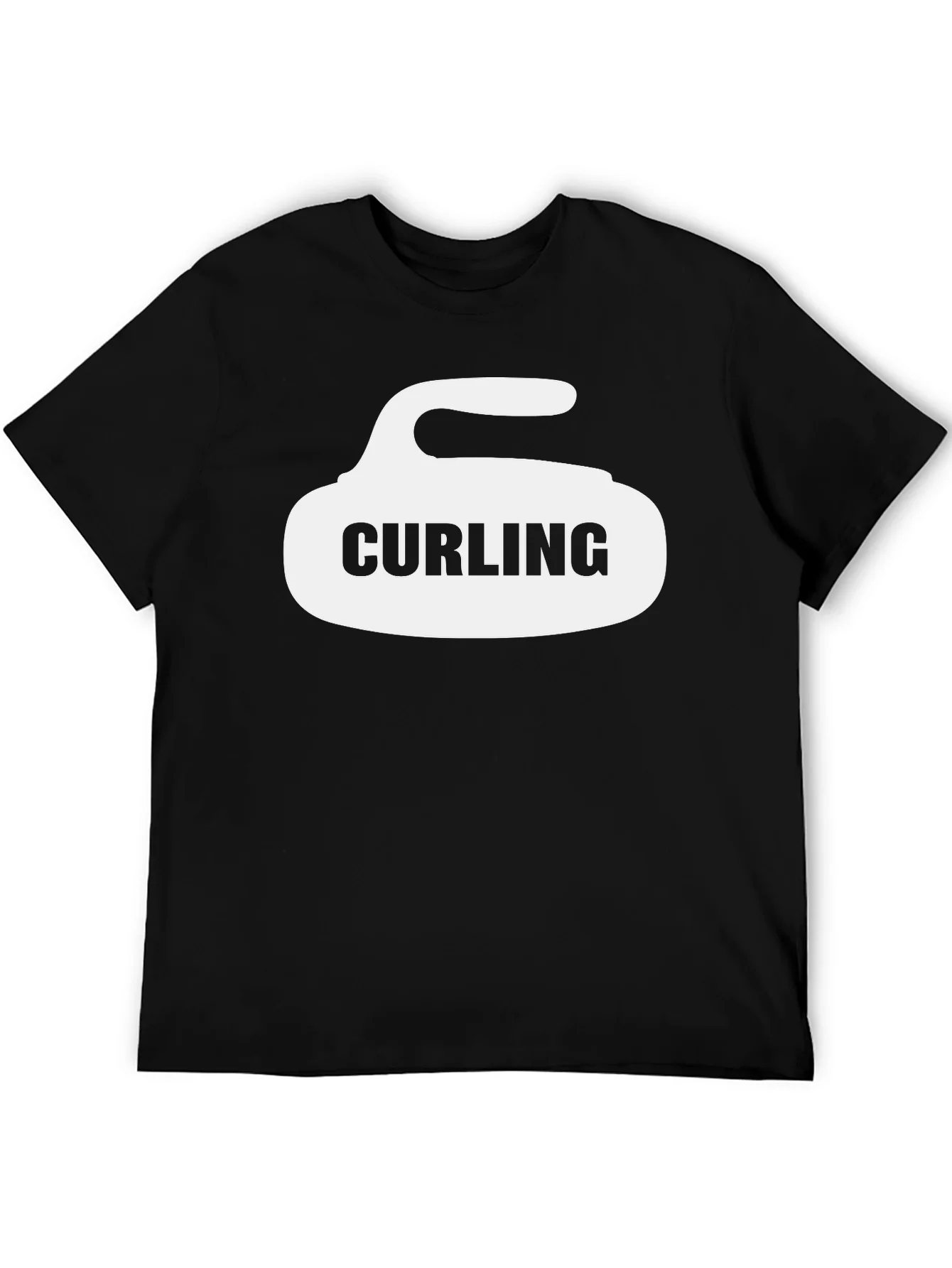 Curling Stone Graphic T-Shirt - Black Cotton Tee