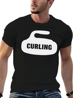 Curling Stone Graphic T-Shirt - Black Cotton Tee