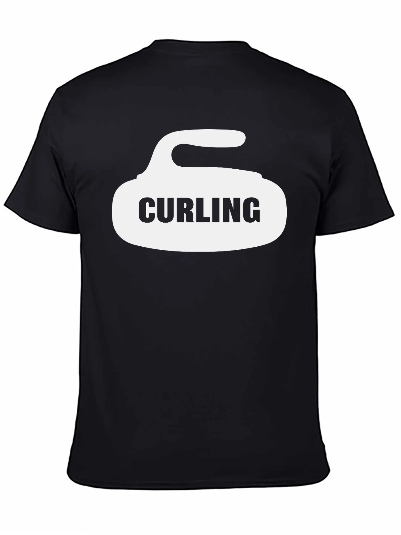 Curling Stone Graphic T-Shirt - Black Cotton Tee
