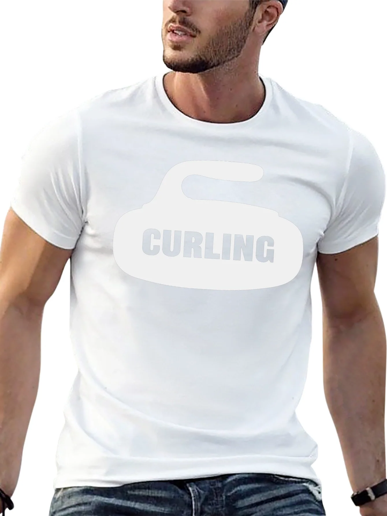 Curling Stone Graphic T-Shirt - Black Cotton Tee