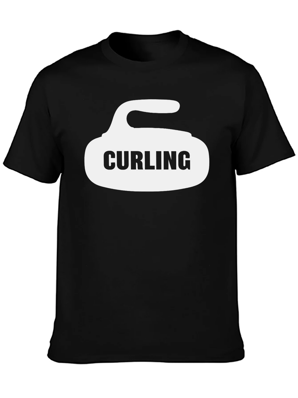 Curling Stone Graphic T-Shirt - Black Cotton Tee