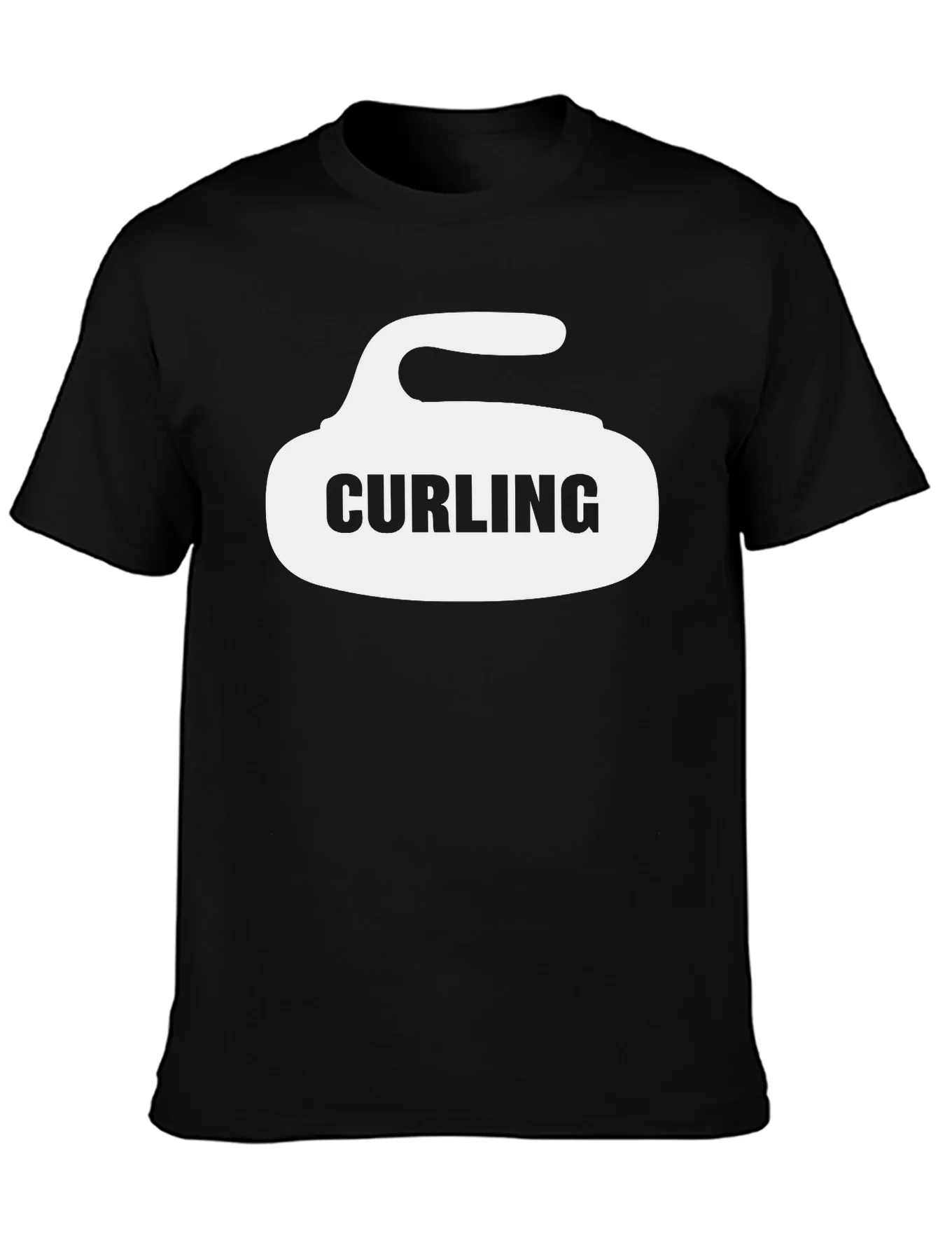 Curling Stone Graphic T-Shirt - Black Cotton Tee