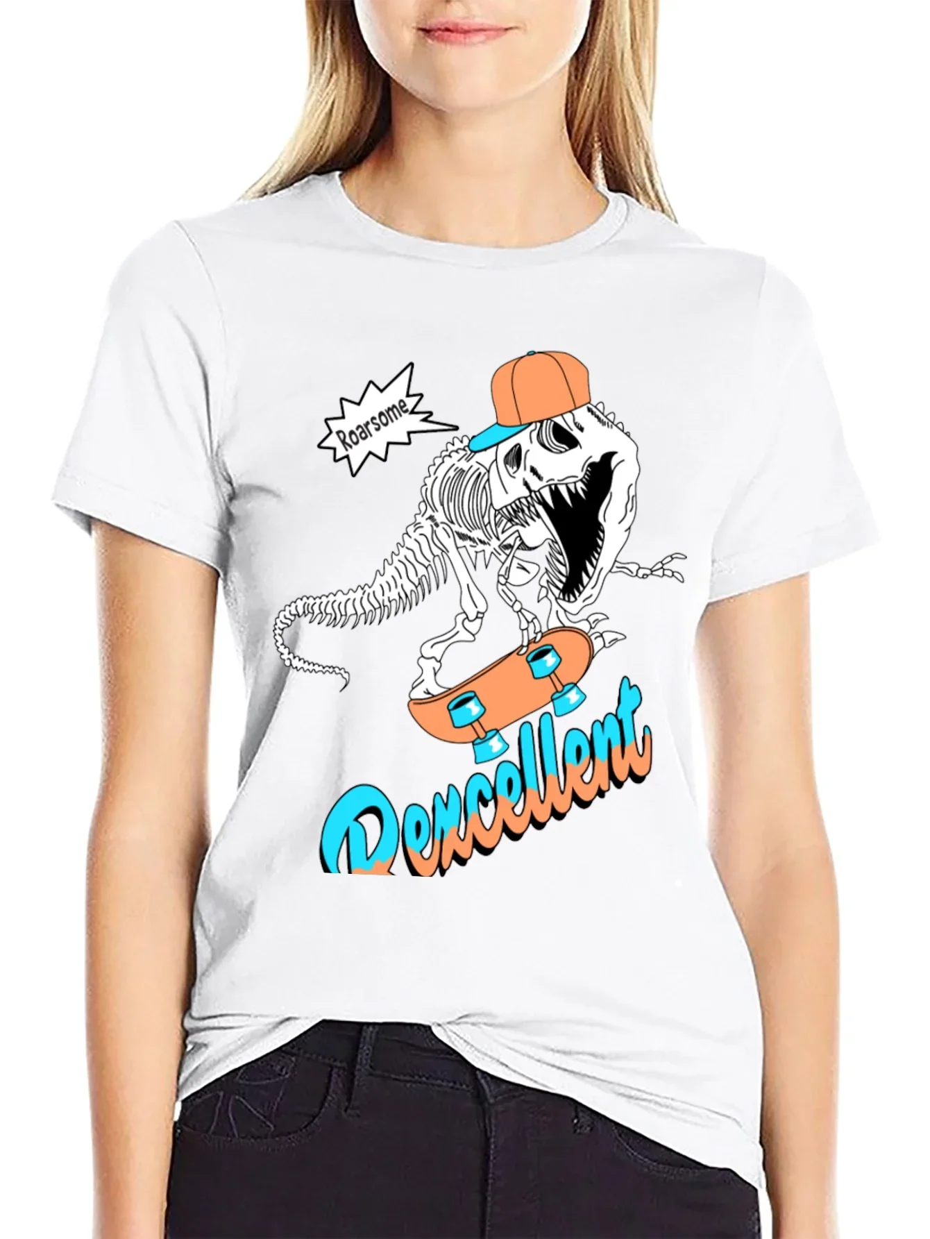 Roarsome Dino Skateboarder Graphic Tee