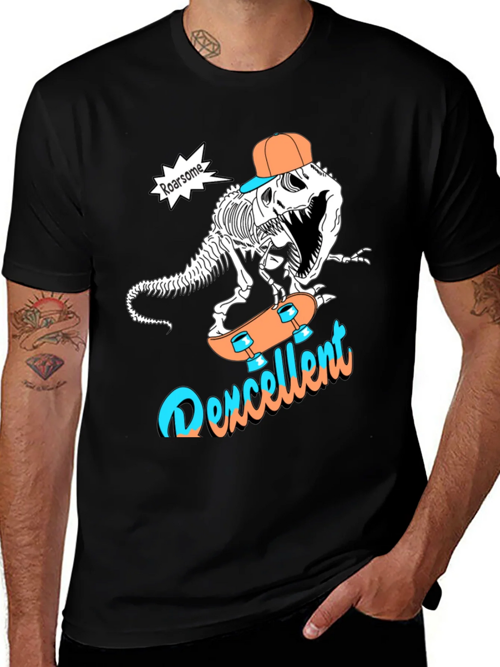 Roarsome Dino Skateboarder Graphic Tee