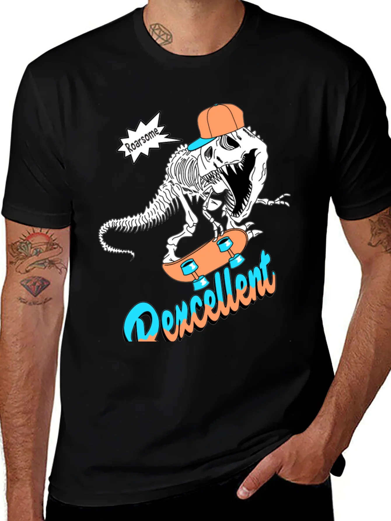 Roarsome Dino Skateboarder Graphic Tee