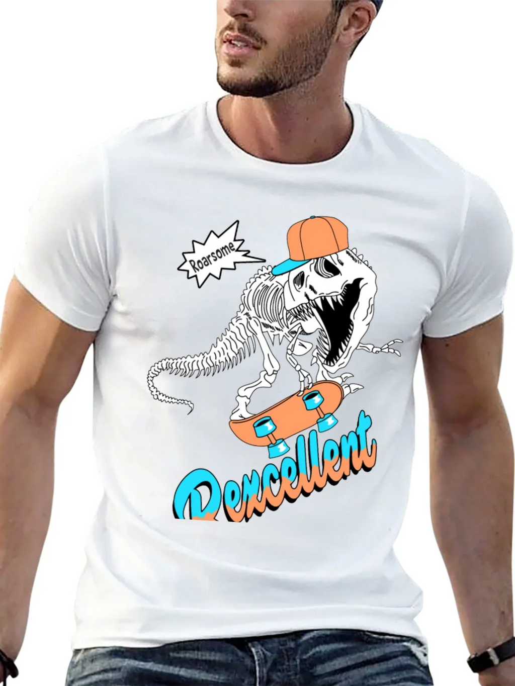 Roarsome Dino Skateboarder Graphic Tee