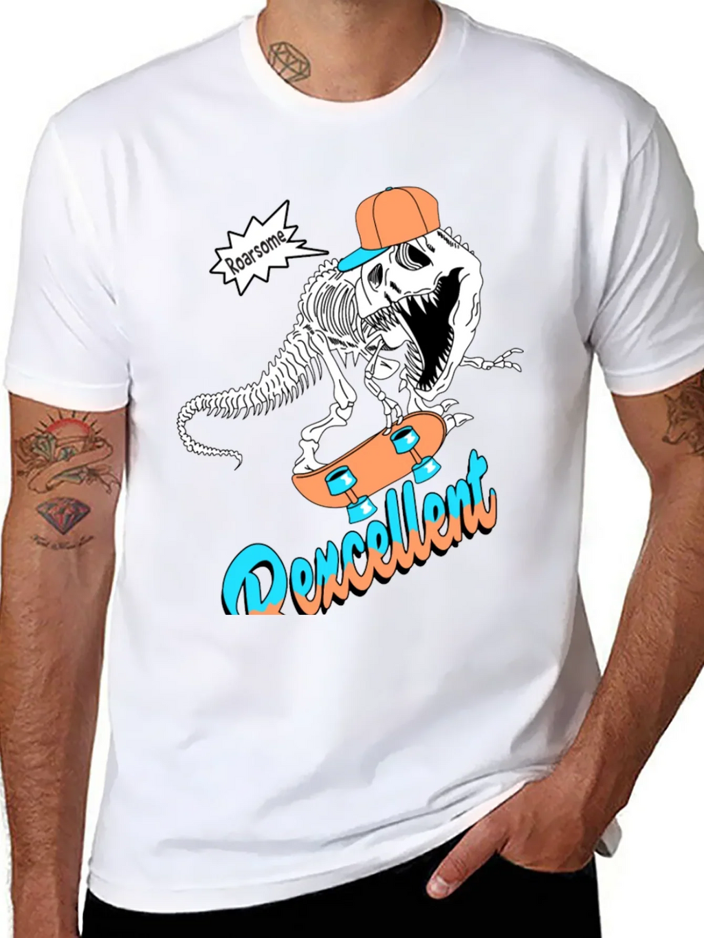 Roarsome Dino Skateboarder Graphic Tee