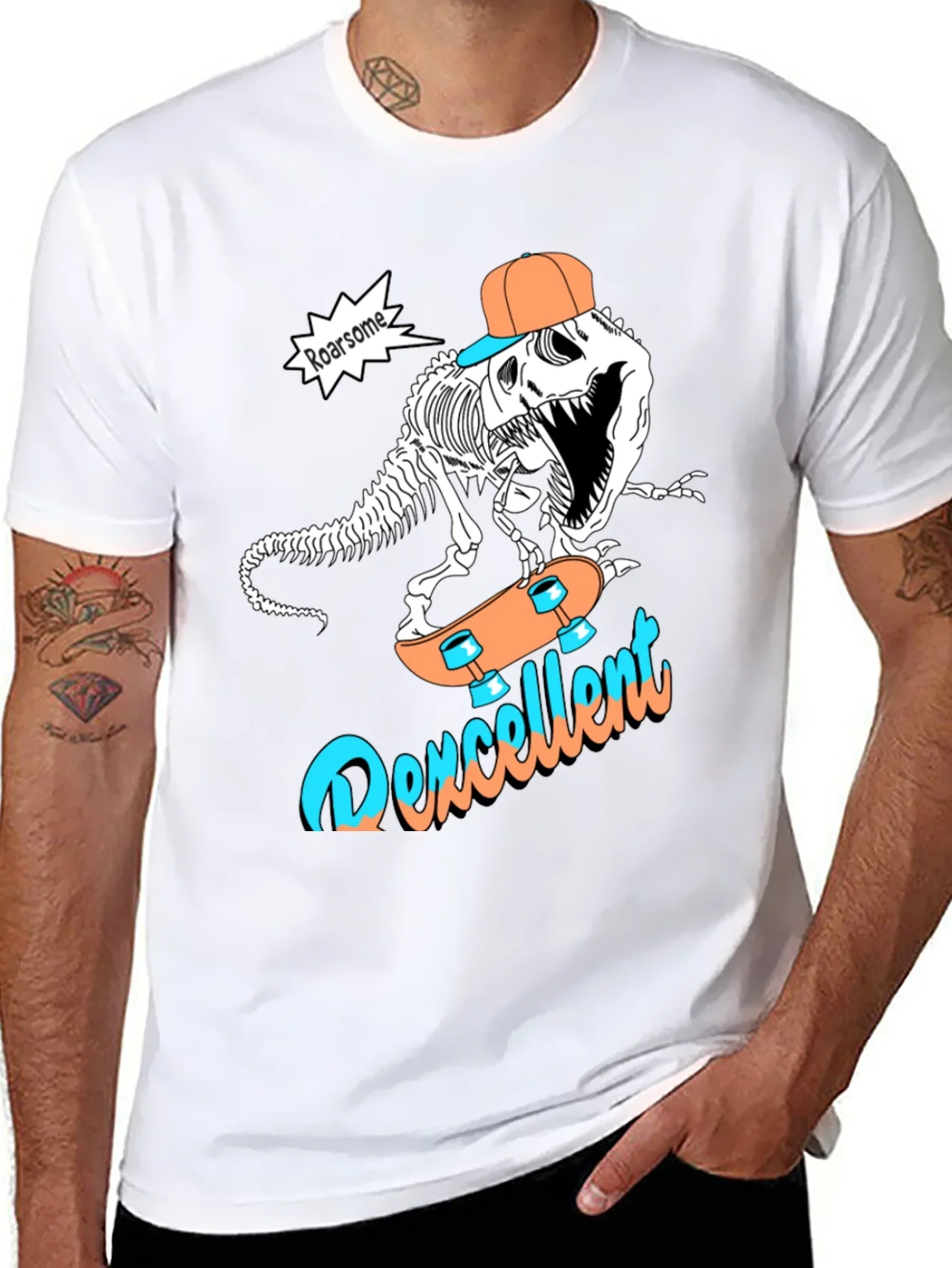 Roarsome Dino Skateboarder Graphic Tee
