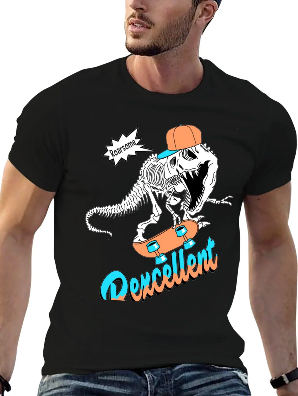 Roarsome Dino Skateboarder Graphic Tee