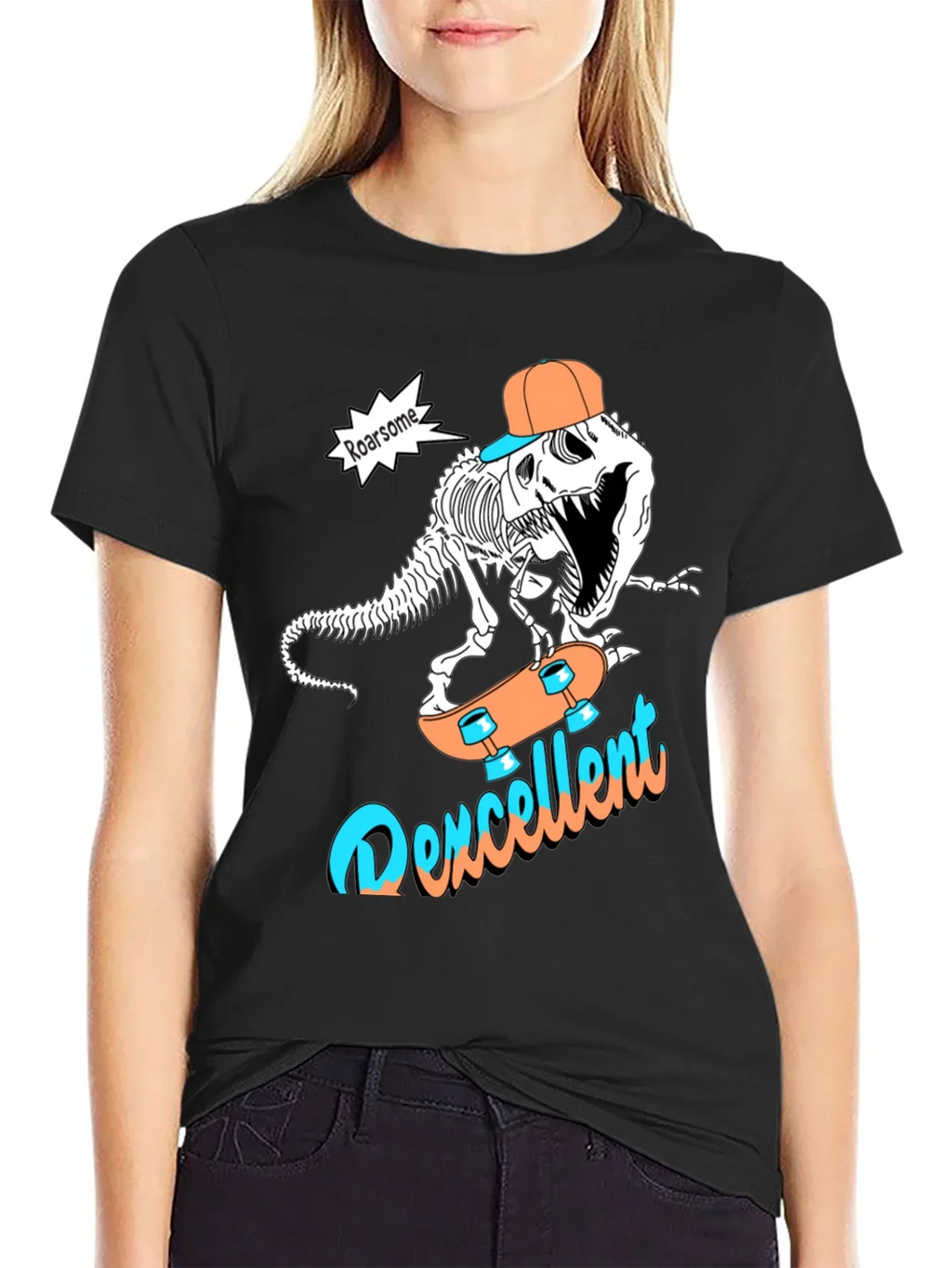 Roarsome Dino Skateboarder Graphic Tee