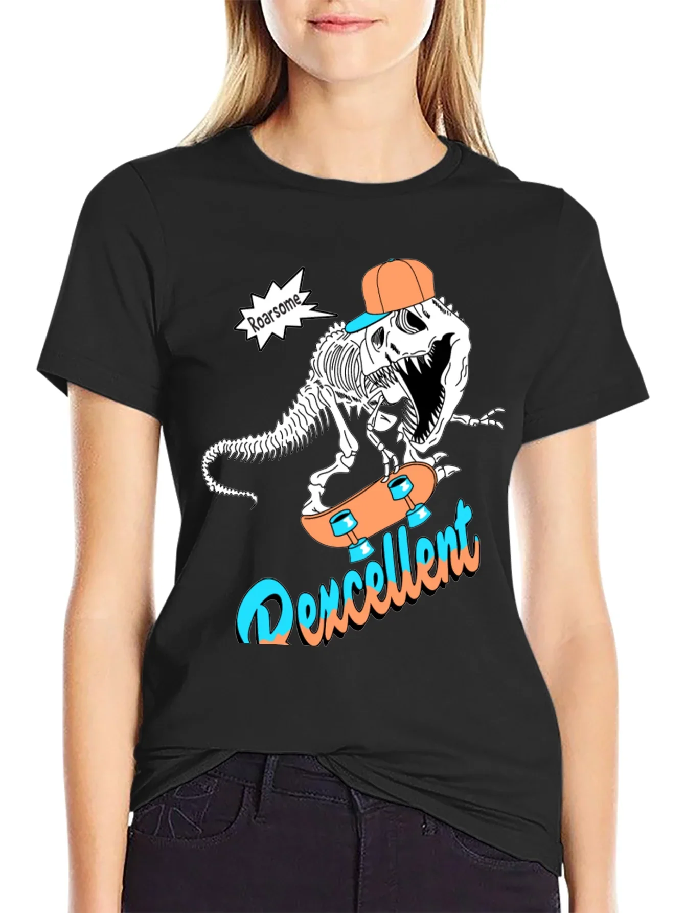 Roarsome Dino Skateboarder Graphic Tee