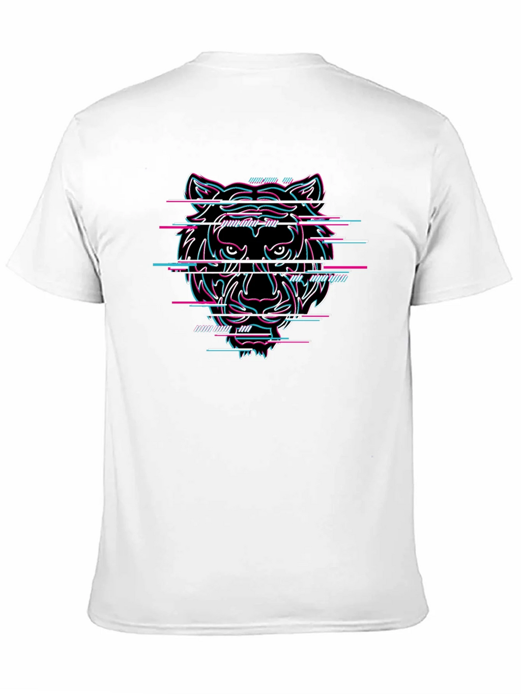 Glitch Tiger Graphic Black T-Shirt