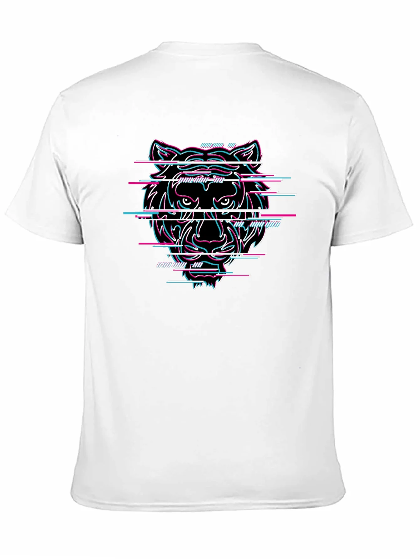 Glitch Tiger Graphic Black T-Shirt