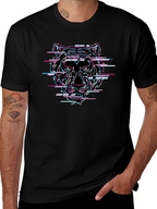 Glitch Tiger Graphic Black T-Shirt