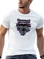 Glitch Tiger Graphic Black T-Shirt
