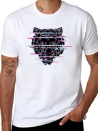 Glitch Tiger Graphic Black T-Shirt