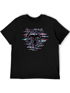 Glitch Tiger Graphic Black T-Shirt