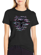 Glitch Tiger Graphic Black T-Shirt