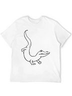 Black T-Shirt with Alligator Outline Design