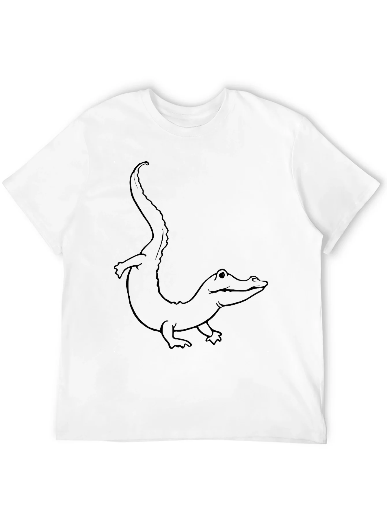 Black T-Shirt with Alligator Outline Design